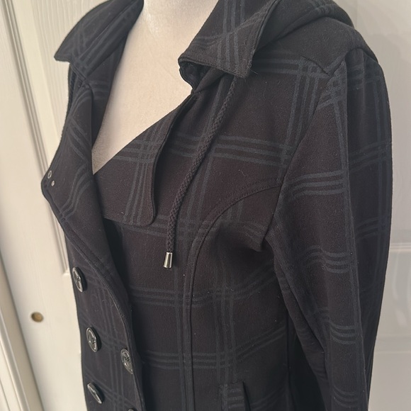 Check Navy Pea Coat - Picture 2 of 6